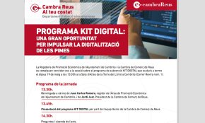  La Cambra de Comerç i l'Ajuntament organitzaran, el proper 19 de maig, una sessió sobre el programa Kit Digital 