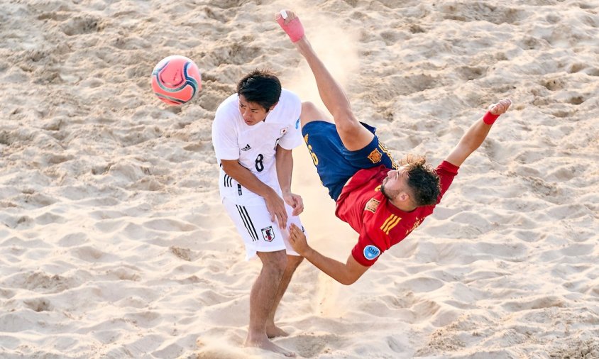 Selecció espanyola de futbol platja en un partit de la Copa Intercontinental de Dubai