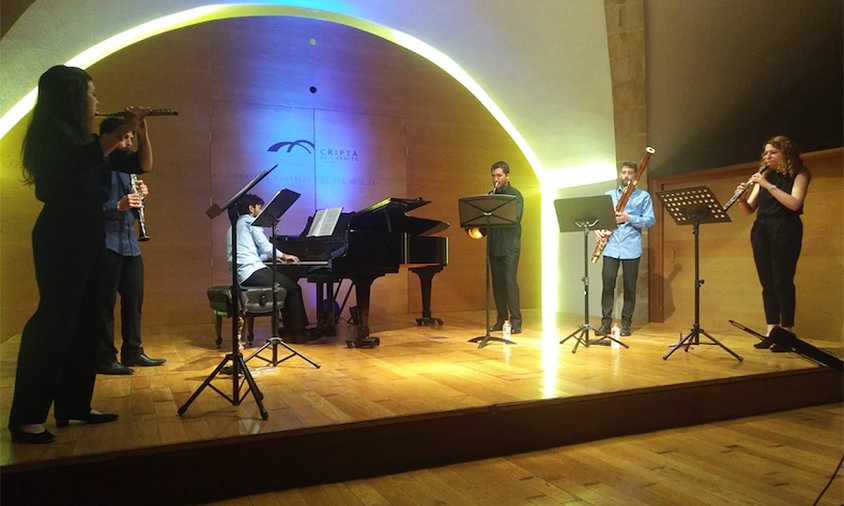 Imatge del concert del quintet Ennèagon Ensemble, ahir al vespre, a la Cripta