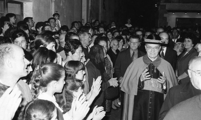 El cardenal Benjamín de Arriba i Castro a la celebració dels 50 anys de la Congregació Mariana / Juliol de 1957