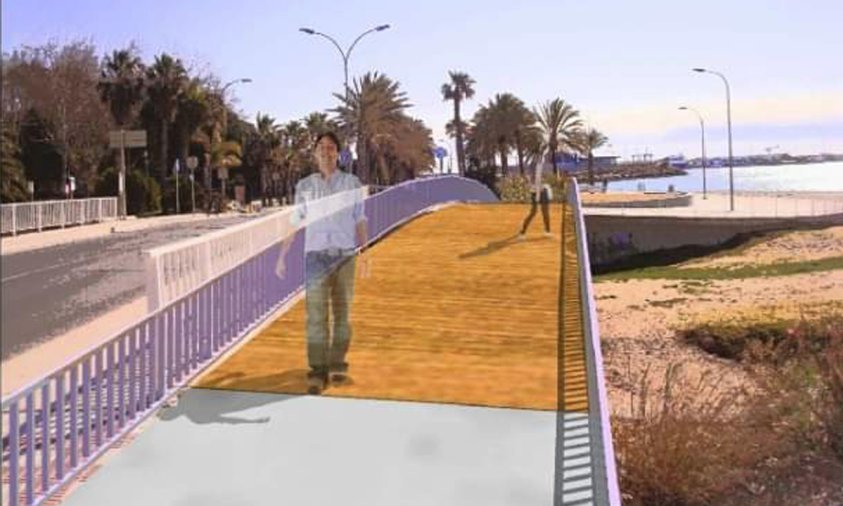 Recreació del projecte del nou pont a la desembocadura de la riera d'Alforja