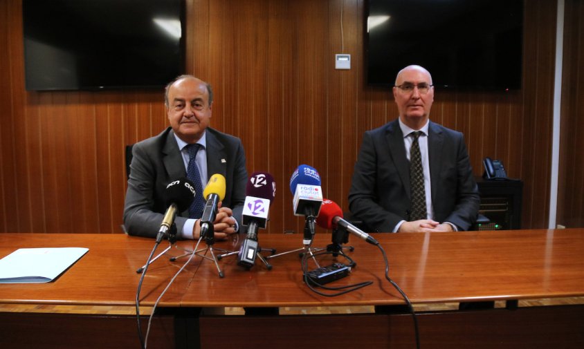 El president del Tribunal Superior de Justícia, Jesús Maria Barrientos, i el president de l'Audiència Provincial de Tarragona, Joan Perarnau