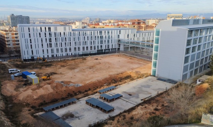 Vista de la zona d'obres del campus Catalunya de la URV