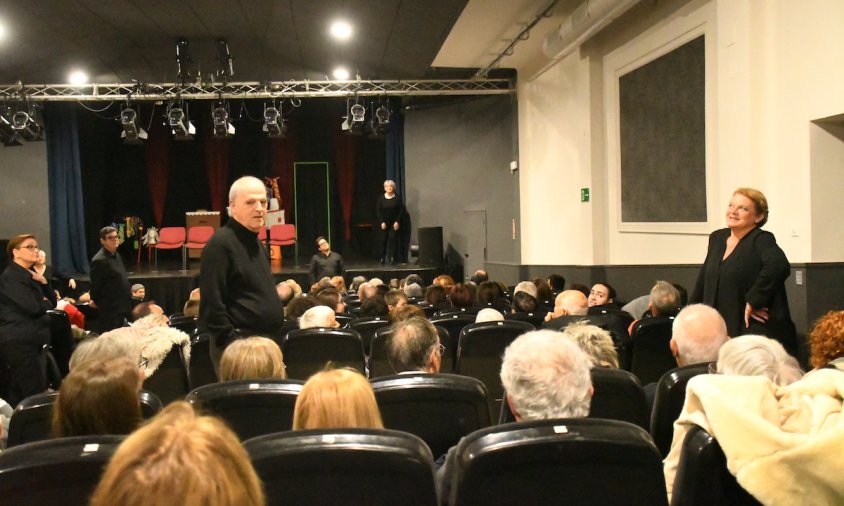 La Teca Teatre durant la representació de l'obra "Històries curtes en espais tancats", a principis de gener