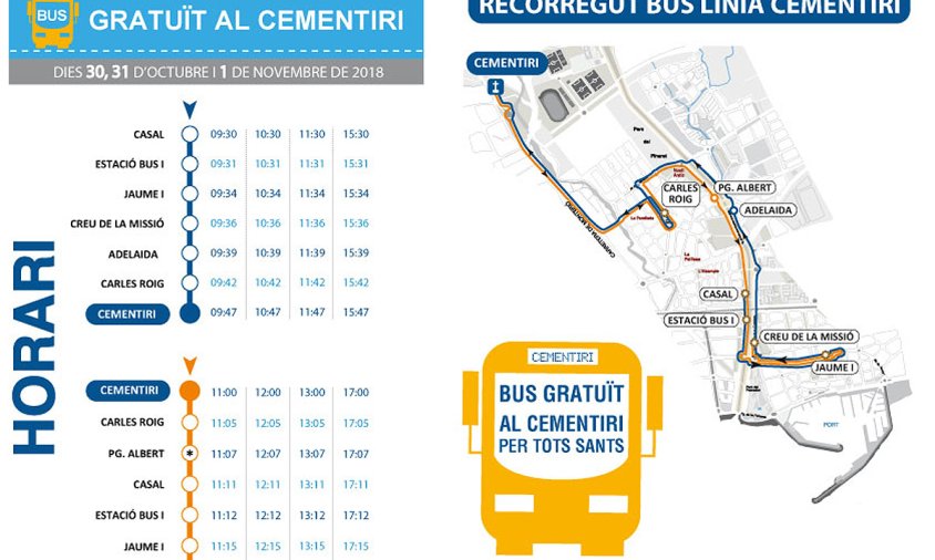 Imatge del plànol i horaris del servei de bus urbà