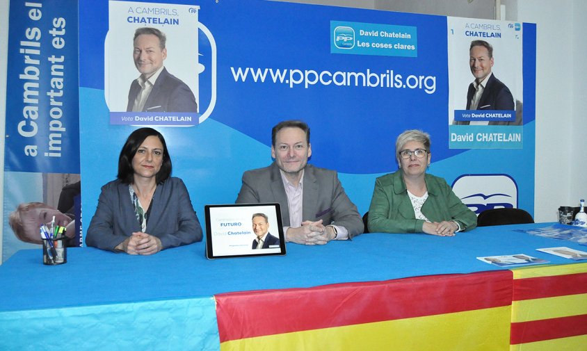 Presentació del programa electoral del PP. D'esquerra a dreta: Tania González, David Chatelain i Inma Sierra