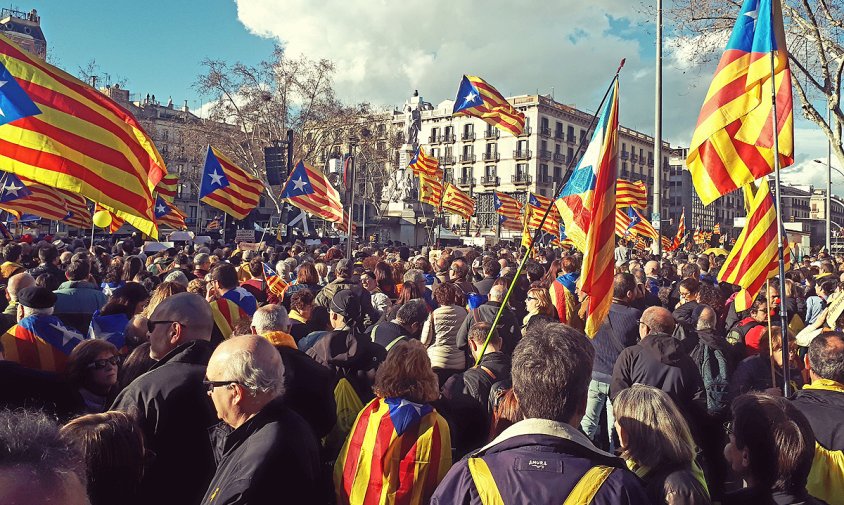 Imatge de la mobilització que es va fer ahir a la tarda a Barcelona