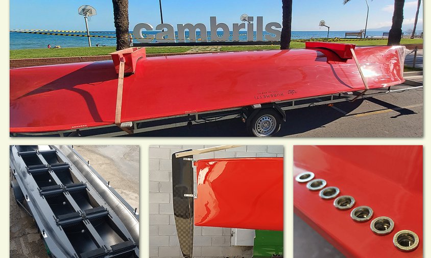 Diferents detalls de la nova embarcació del Club Rem Cambrils