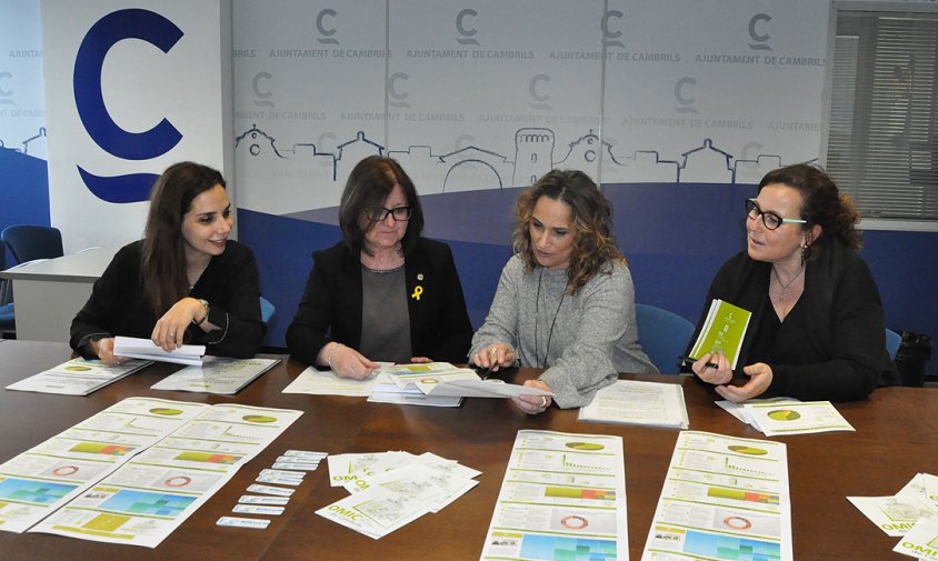 Presentació del balanç de l'OMIC durant 2017. D'esquerra a dreta: Ana López, Camí Mendoza, Sylvia León i Núria Ferrando