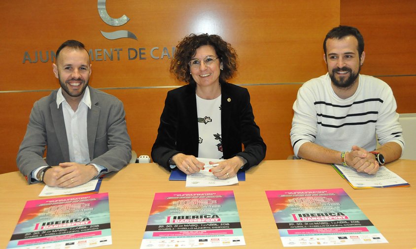 Roda de premsa de presentació de la I Iberica Dancesport. D'esquerra a dreta: David Carrillo, Mercè Dalmau i Aleix Caminal
