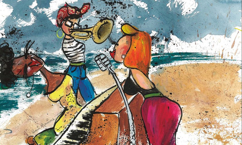 Pintura de l'artista Nuri Mariné que configura la imatge del cartell de la 13a Mostra de Jazz i Blues de Cambrils