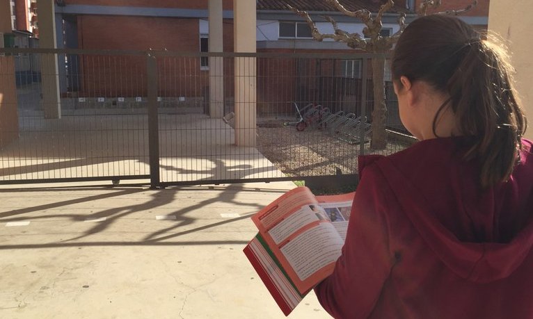 Imatge d'una nena llegint un llibre de text