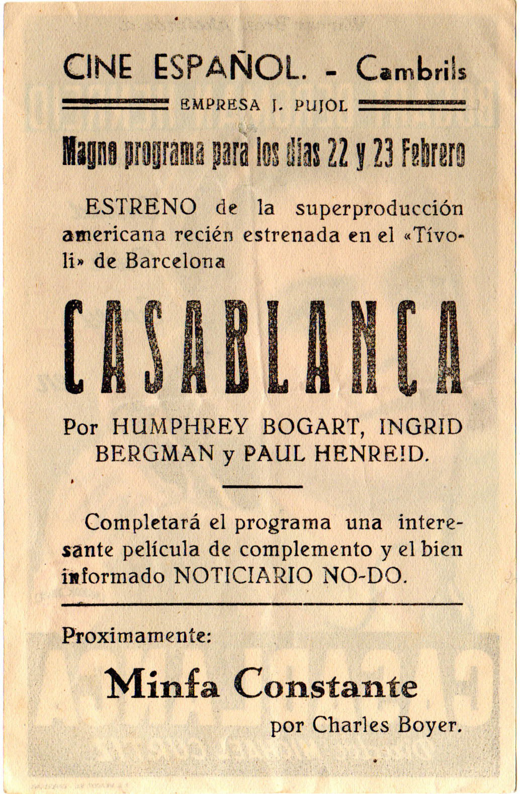 casablanca cinema español cambrils 1946