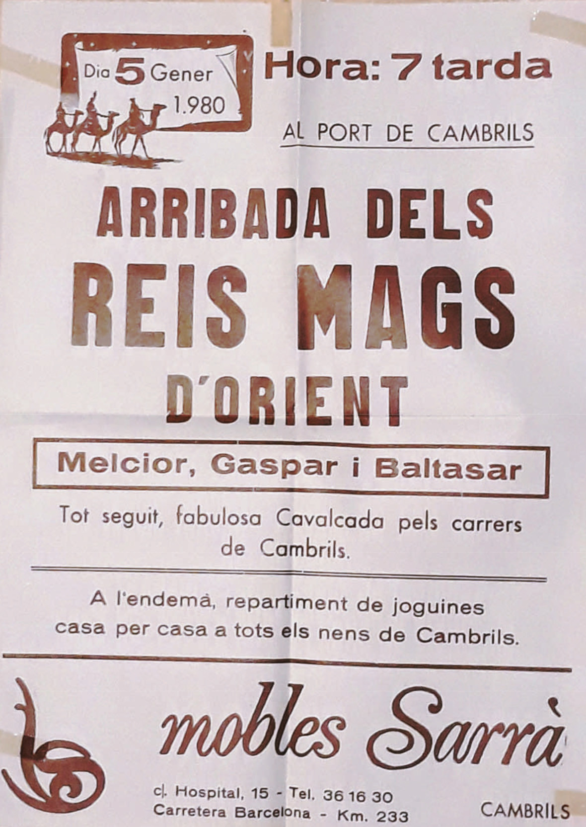 arribada reis mags cambrils 1980