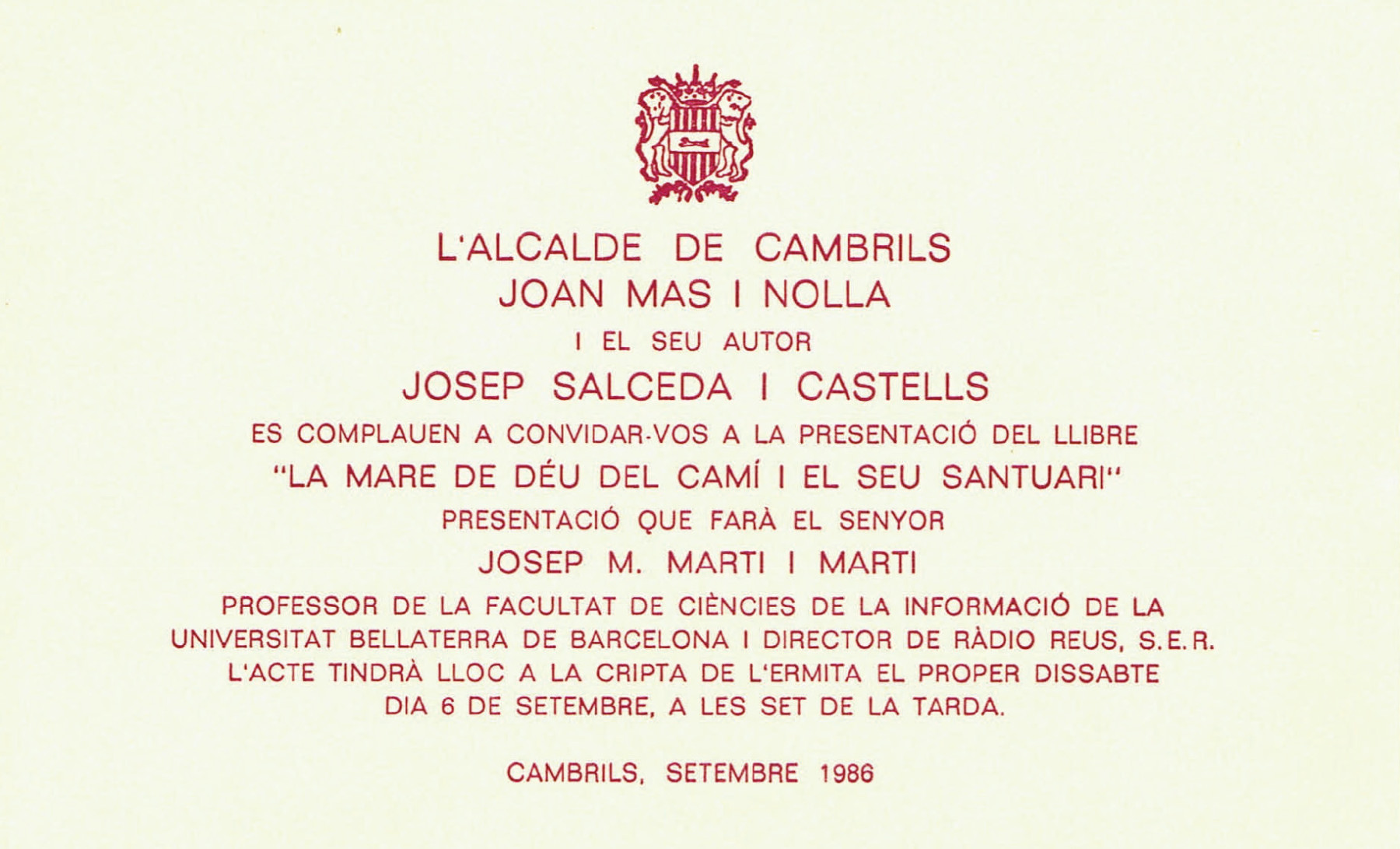 invitacio llibre salceda cambrils 1986