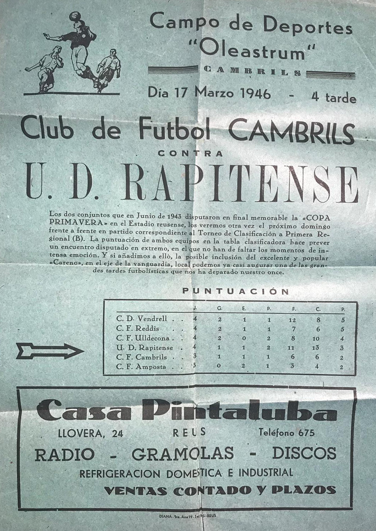 partit futbol cambrils 1946