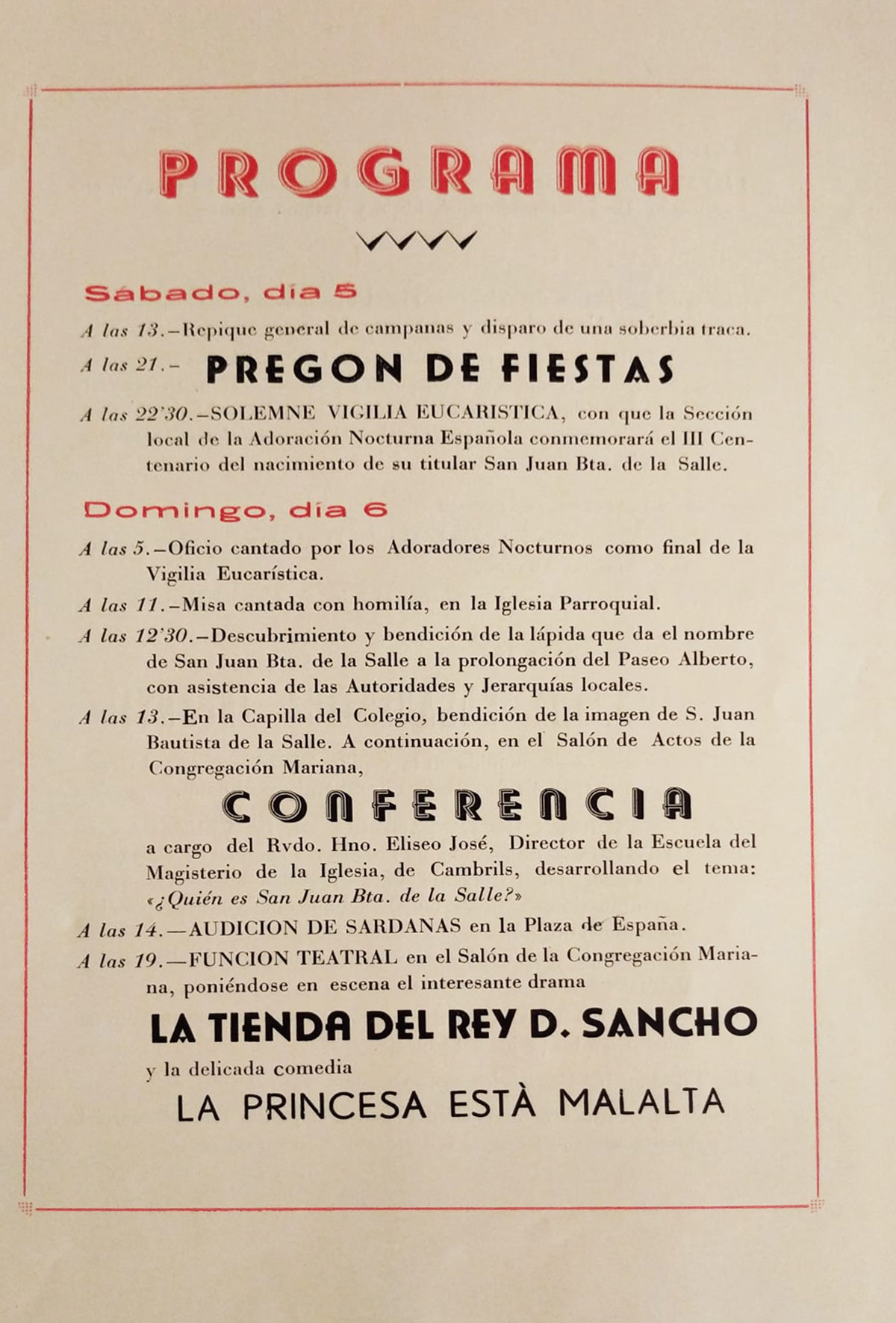 programa 50 any la salle cambrils 1951