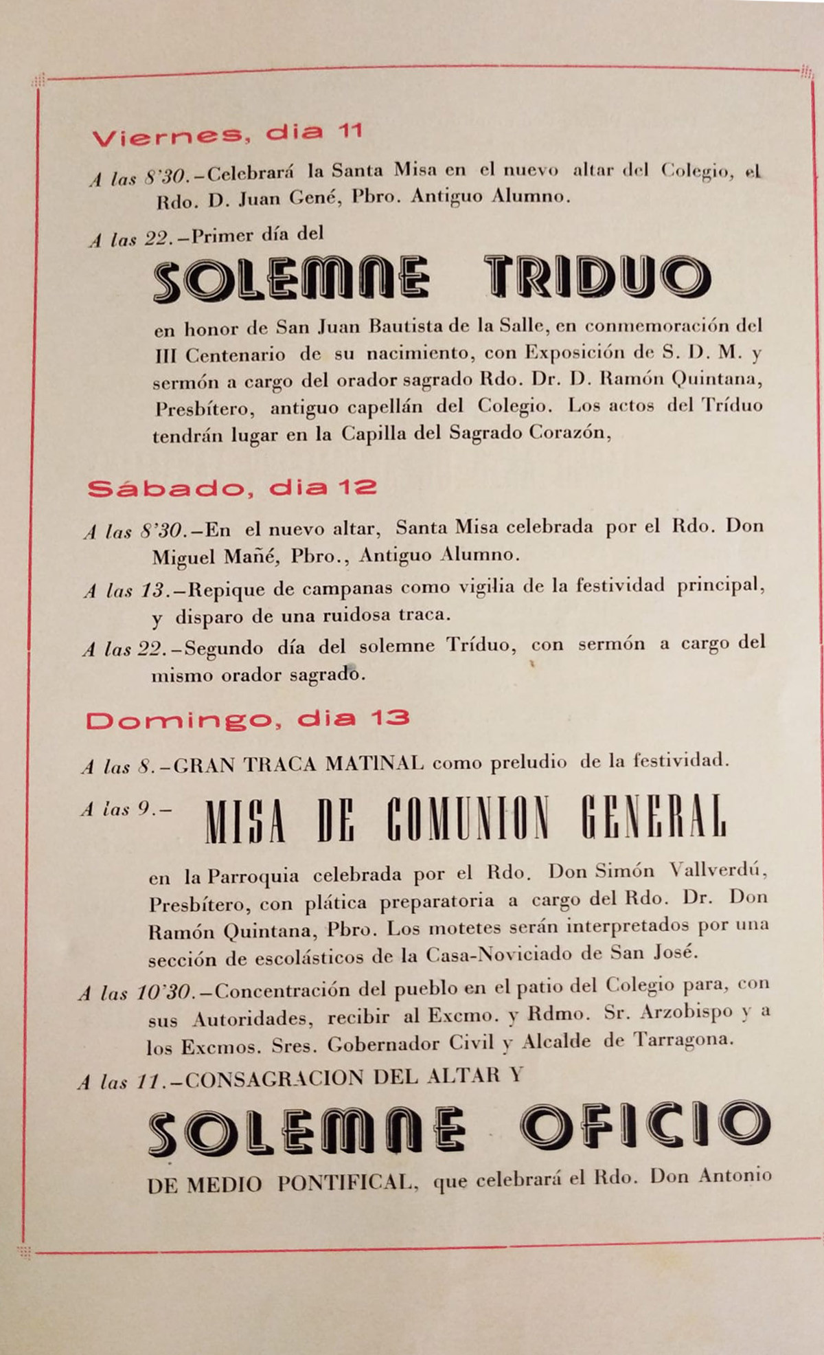 programa 50 any la salle cambrils 1951