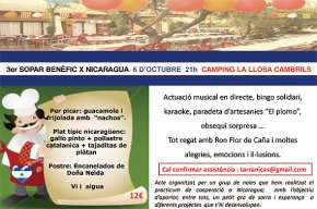 El càmping La Llosa acollirà demà el tercer sopar benèfic per Nicaragua