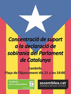 L'ANC convoca la ciutadania a concentrar-se davant l'Ajuntament com a mostra de suport a la Declaració de Sobirania del Parlament de Catalunya