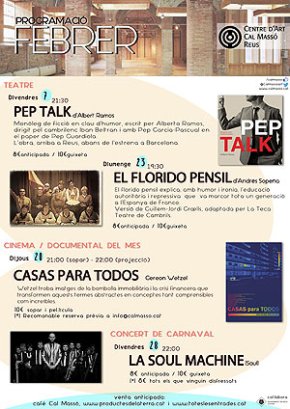 Protagonisme cambrilenc a Cal Massó de Reus amb el monòleg Pep Talk, dirigit per Iban Beltran i El Florido Pensil amb la Teca Teatre
