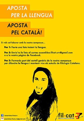 L'Assemblea d'Estudiants de Filologia Catalana de la URV endega la campanya "Aposta per la llengua, aposta pel català!"
