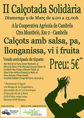 Cambrils Solidari Tots Plegats organitza, aquest diumenge, la segona edició de la Calçotada Solidària
