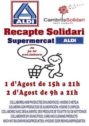 Cambrils Solidari Tots Plegats i el supermercat Aldi faran un recapte d'aliments demà i dissabte