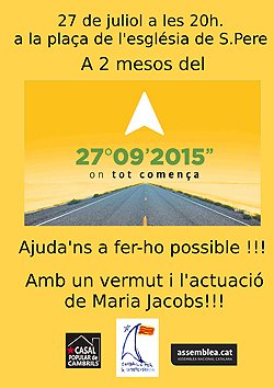 Concentració i concert de Maria Jacobs per recordar que falten dos mesos pel 27S