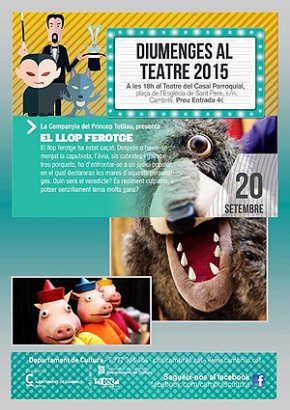Torna Diumenges al Teatre amb l'obra "El llop ferotge" al Casal Parroquial