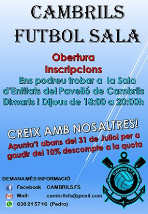 Es crea el Club Cambrils Futbol Sala 