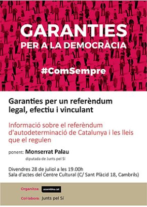 Xerrada de la diputada de Junts pel Sí, Montserrat Palau, avui, al Centre Cultural