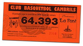 Desapareixen de l'Administració número 1 els dècims de loteria de Nadal reservats pel Club Bàsquet Cambrils 