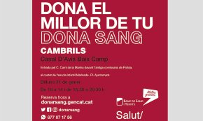 El Casal d'Avis Baix Camp acollirà, el proper 31 de gener, una nova campanya de donació de sang 