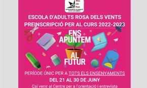 L'Escola d'Adults obre el període de preinscripcions del 21 al 31 de juny