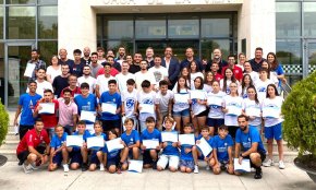 Recepció institucional als tres equips del Cambrils Unió que han assolit l'ascens de categoria
