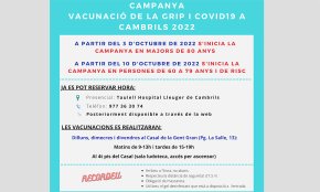 La campanya de vacunació contra la grip i la quarta dosi de la Covid-19 s'iniciarà el 3 d'octubre a Cambrils