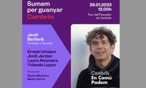 En Comú Podem (ECP) presentarà el seu cap de llista a Cambrils, Jordi Barberà, el proper diumenge al parc del Pescador