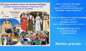 La Fundació Esclerosi Múltiple celebra el 21è sopar solidari el proper 22 de març