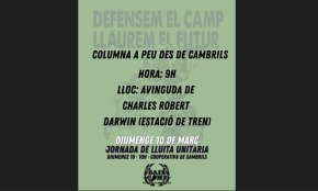 Crida a assistir "conjuntament i a peu"  fins la concentració de defensa del territori que es farà aquest proper diumenge