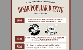 El Polvorí organitza el dinar popular d'estiu, aquest proper dissabte, al parc del Pescador