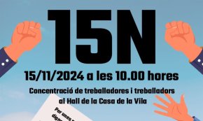 Els treballadors de l'Ajuntament es manifesten demà al matí, el mateix dia que les entitats esportives, que ho faran per la tarda