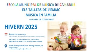 L'Escola de Música de Cambrils programa nous tallers familiars per a infants de 6 mesos a 3 anys