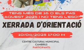 El Departament d'Educació i Ocupació organitza, avui, una xerrada d'orientació educativa per a joves sense l'ESO
