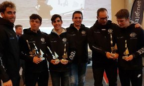 Els regatistes Marcelo Cairo, Lluís Fargas i Ricard Castellví pugen al podi de la III Guíxols Cup