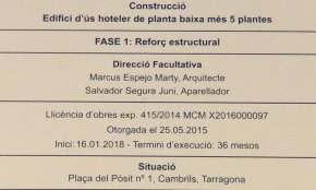 Ciutadans detecta incongruències en les dates de la llicència d'obres de l'hotel de la plaça del Pòsit 