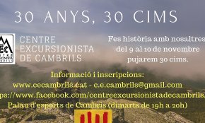 El Centre Excursionista Cambrils prepara l'activitat «30 anys, 30 cims» per assolir el 9 i 10 de novembre