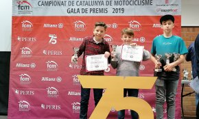 Tres pilots de motociclisme cambrilencs, Ferran Mañé, Enzo García i Ivan Matamoros, distingits a la gala de premis del Campionat de Catalunya