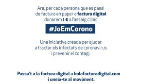 Comaigua donarà un euro a l'assaig clínic #JoEmCorono contra el coronavirus per cada usuari que es passi a la factura digital
