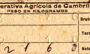 Tiquet bàscula Cooperativa Agrícola de Cambrils / 1961